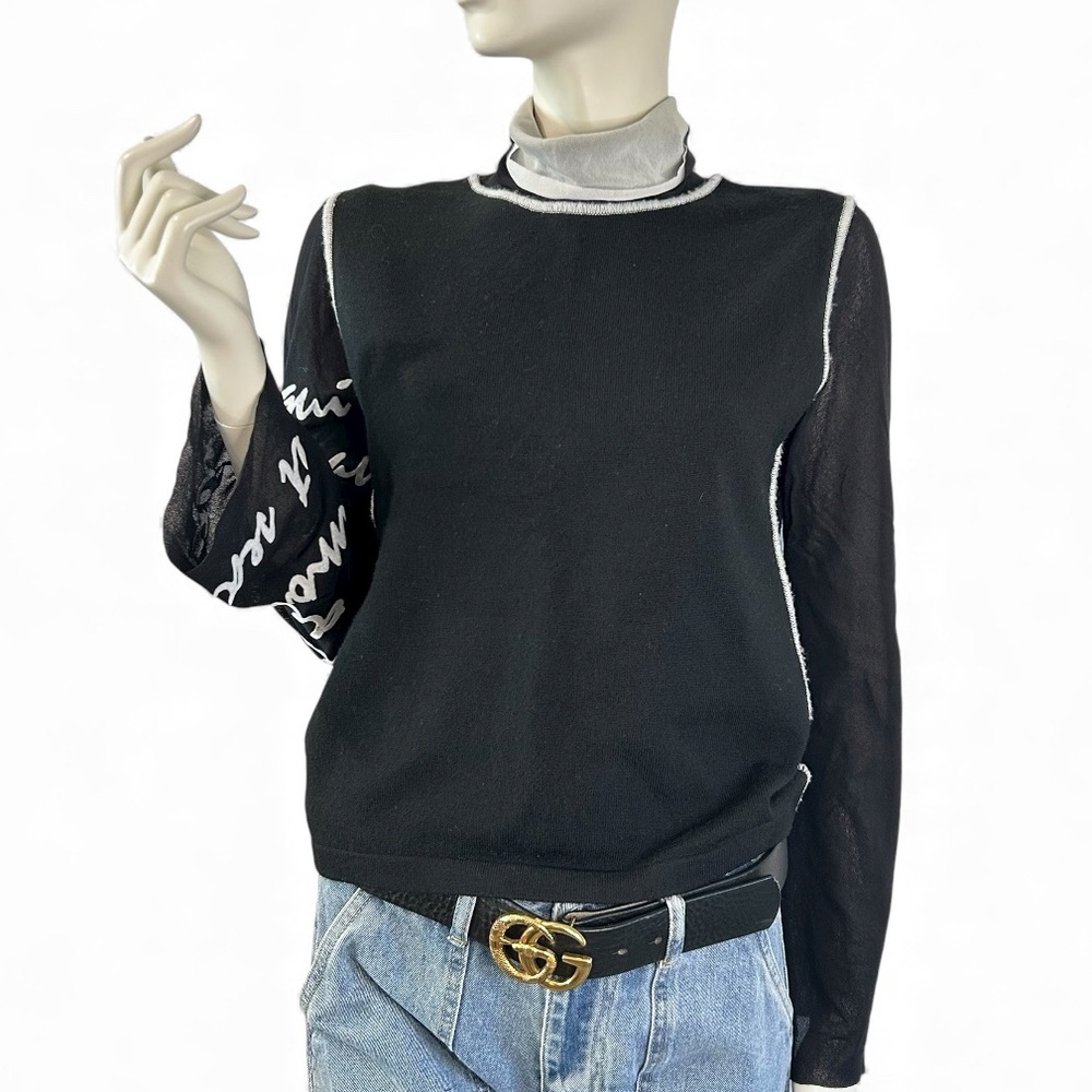 Vintage Tous Les Garçon Wool & Mesh Sleeve Turtleneck